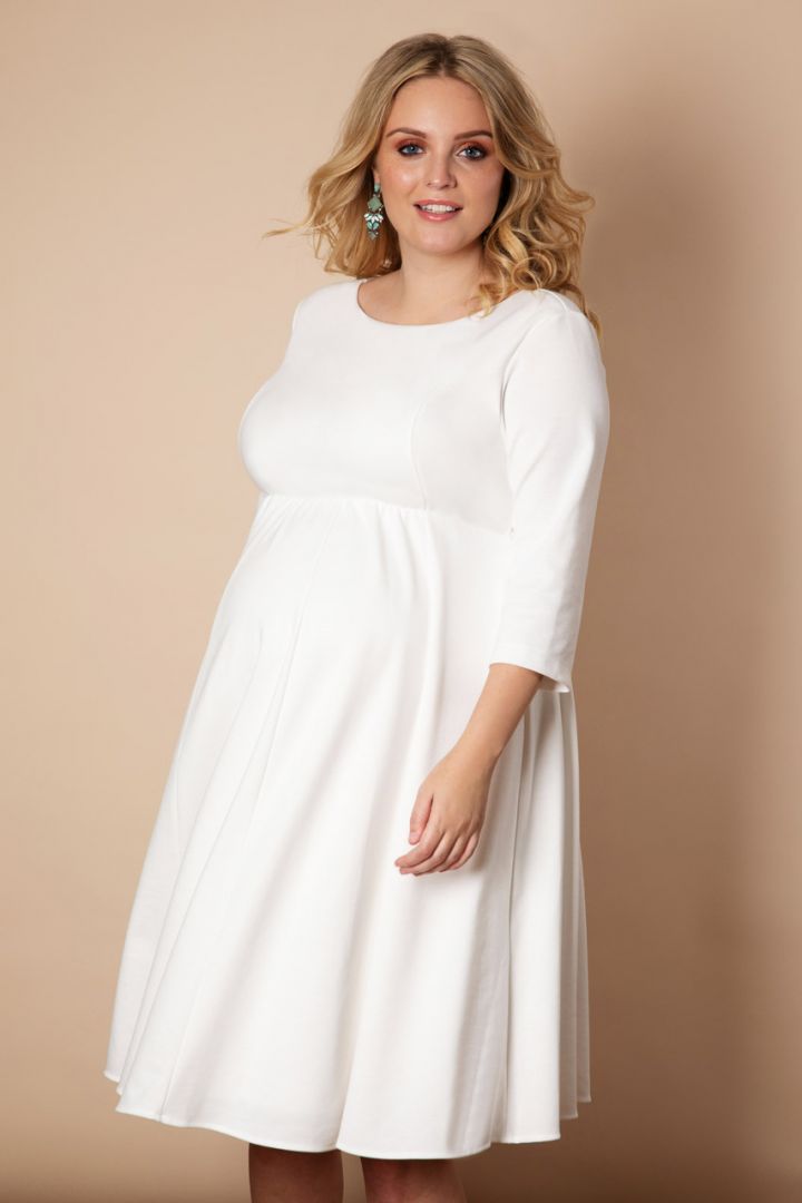 Plus Size Maternity Wedding Dress with Submarine Neckline