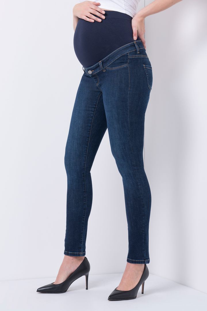 Organic Skinny Overbump Maternity jeans, dark indigo