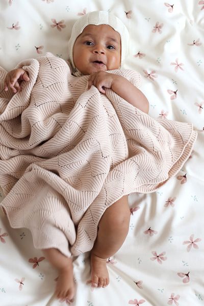 Organic Babydecke gestrickt Muschel blush