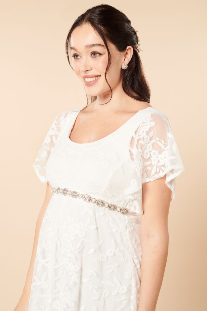 A-line Maternity Wedding Dress with Embroidered Lace