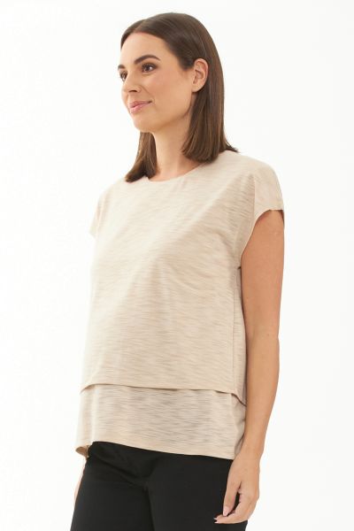 Double-layer Maternity and Nursing Shirt light beige