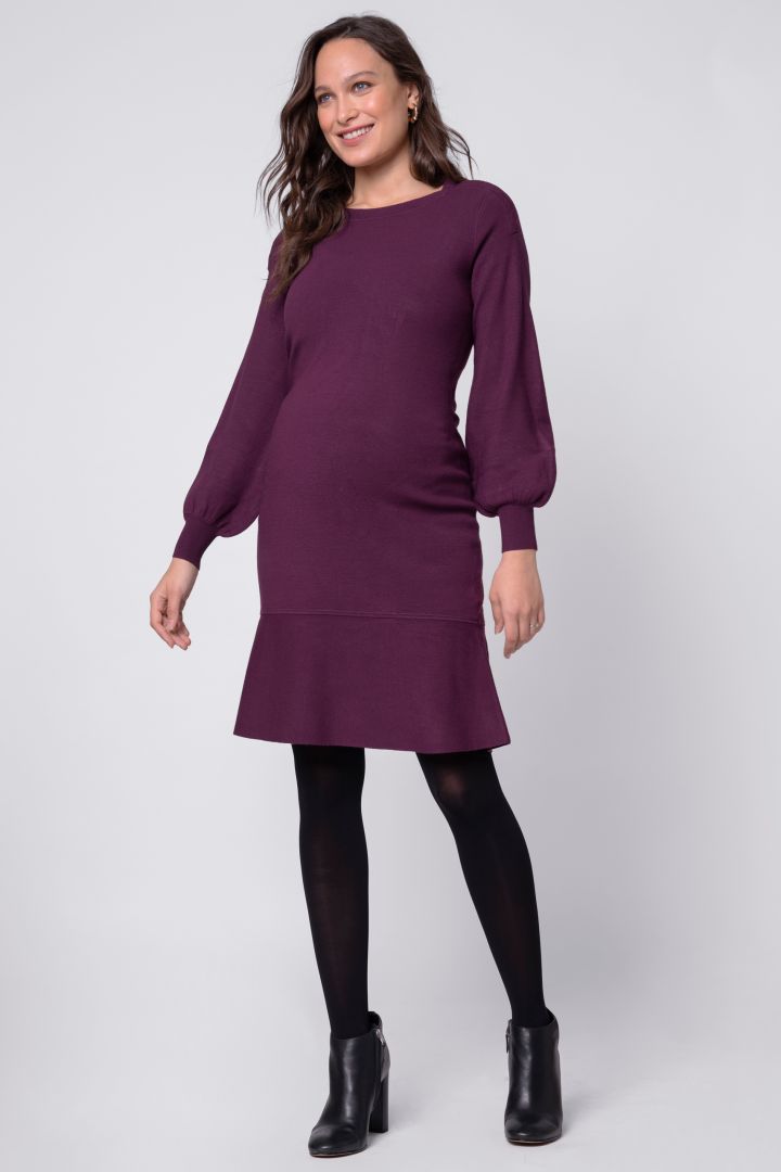 Maternity Knit Dress with Nursing Opening bordeaux