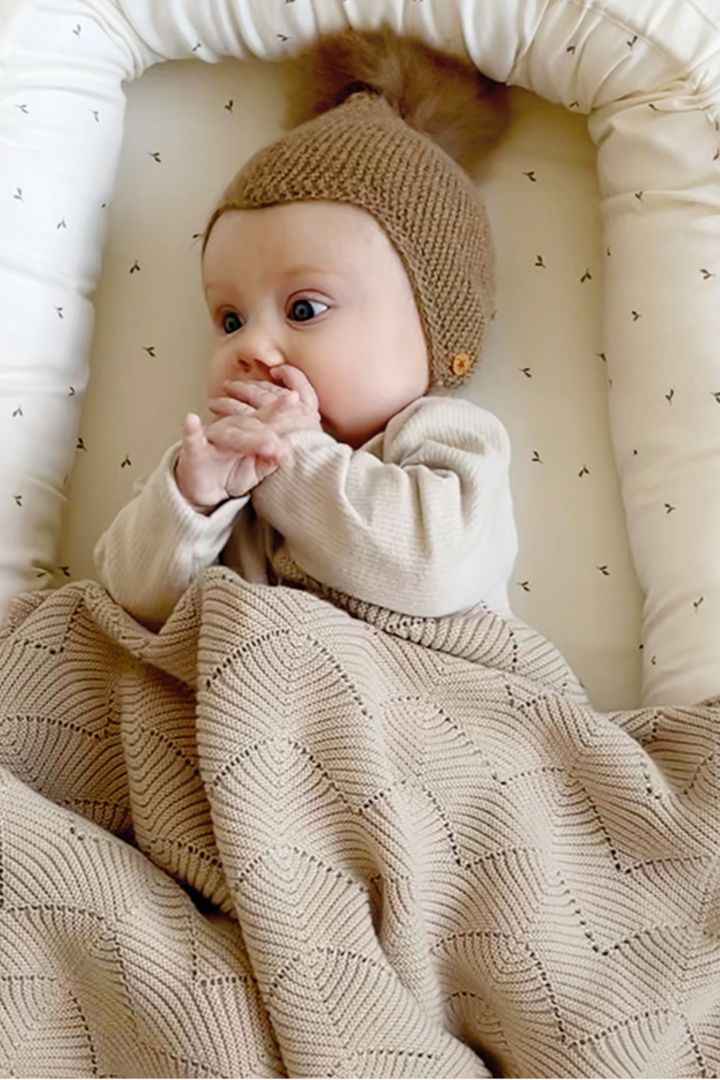 Organic Baby Knit Blanket Shell sand