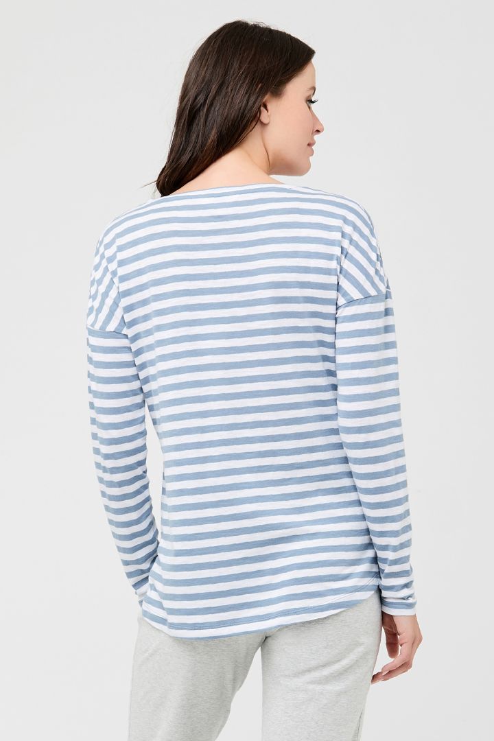 Maternity and Nursing Shirt with Stripes blue/white