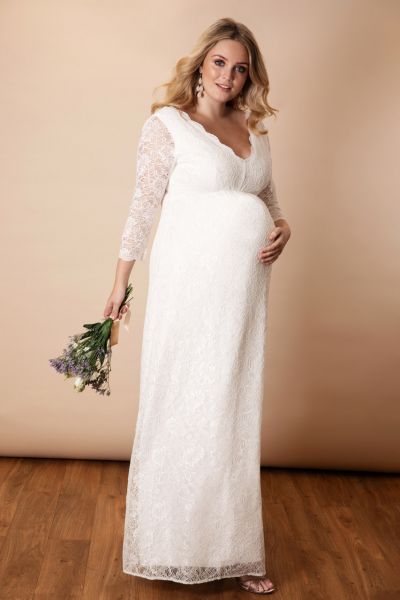 Plus Size Maternity Dress with Lace Sleeves