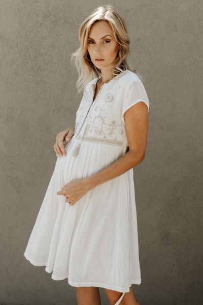 Maternity and Nursing Dress with Embroidery