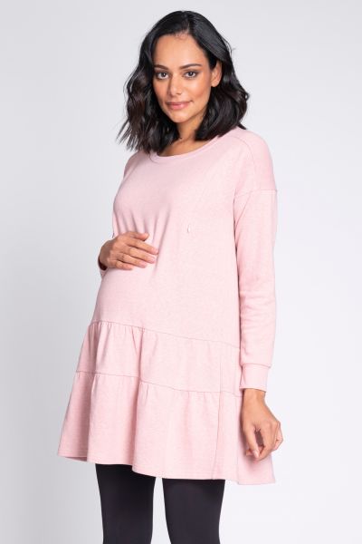 Maternity and Nursing Dress with Tiered Skirt