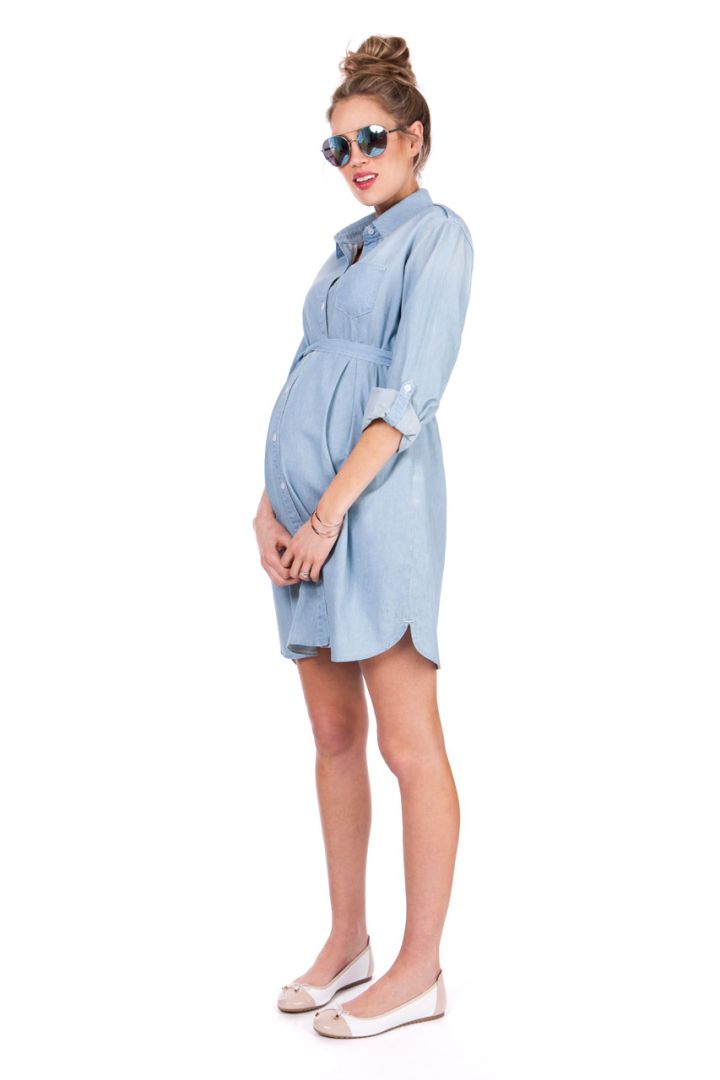 Maternity and Nursing Shirtdress denim