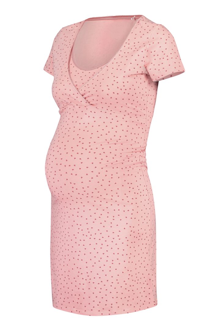 Maternity and nursing nightshirt made of organic cotton, pink