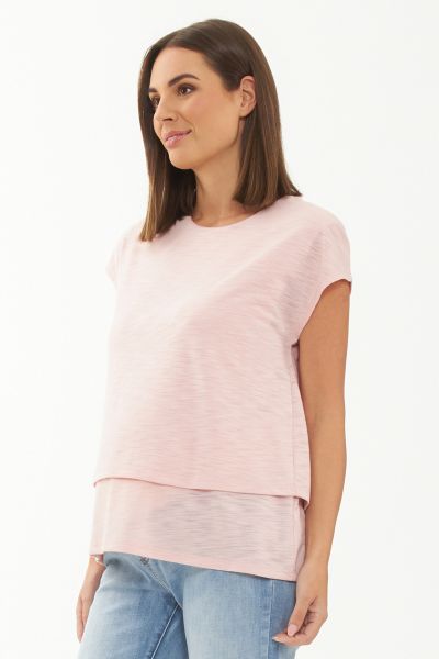 Double-layer Maternity and Nursing Shirt light pink