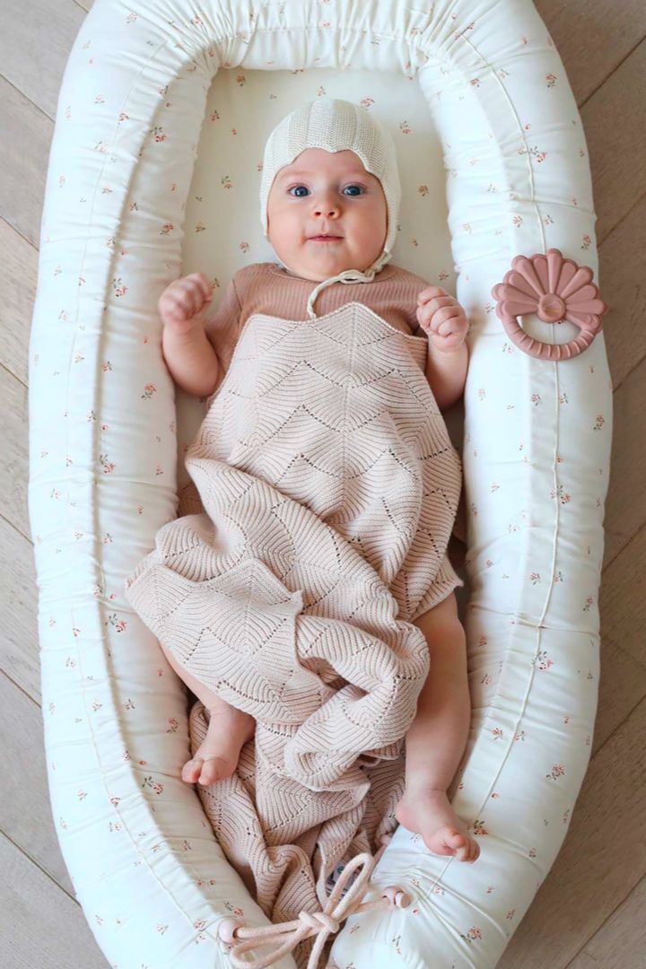 Organic Baby Knit Blanket Shell blush