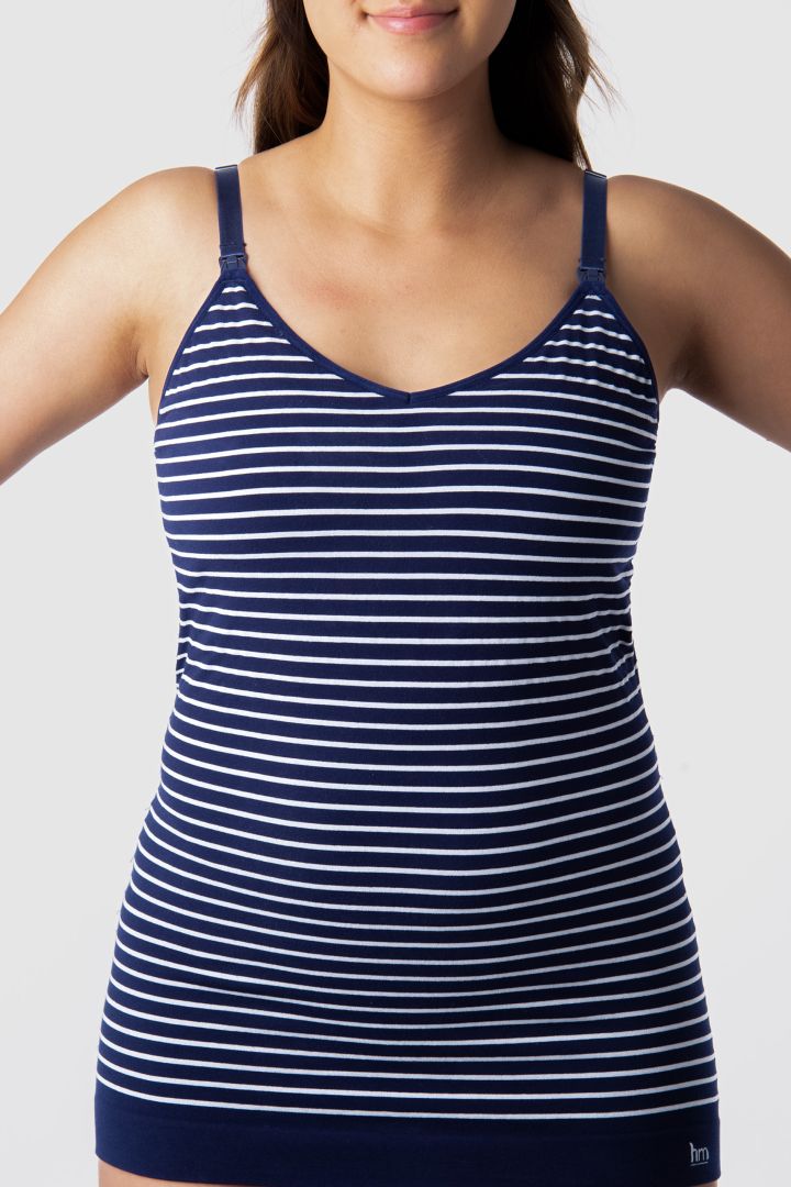 Seamless Stripe Nursing Top with Integrated Bralette