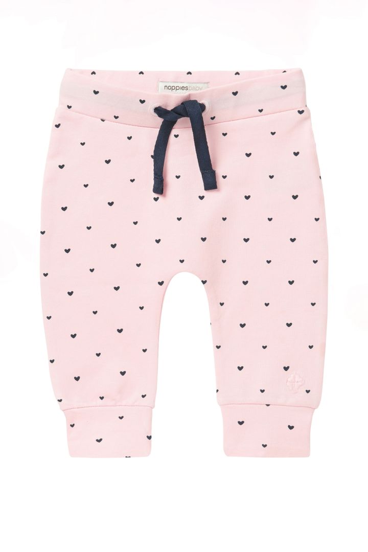 Organic Baby Trousers with Hearts Print light rose