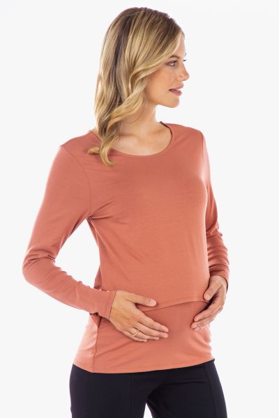 Ecovero Double Layer Maternity- and Nursing Shirt terracotta