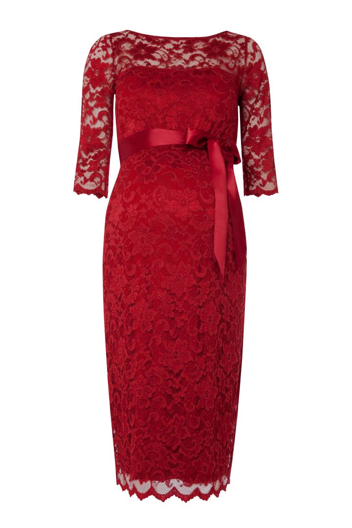 Lace Dress with Sash ruby red
