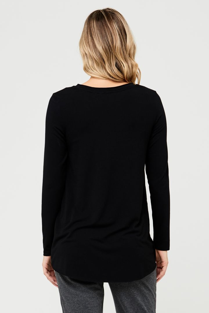 Cross-Over Maternity and Nursing Long-Sleeve Shirt black