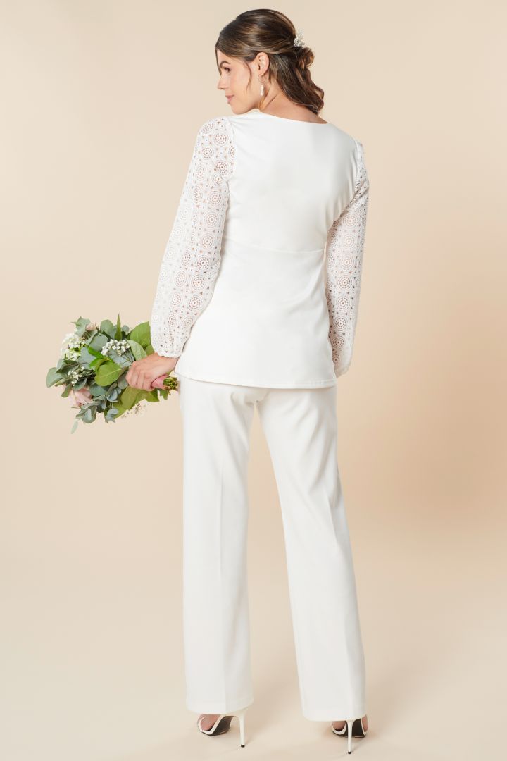 Maternity Bridal Tunic with Lace Sleeves