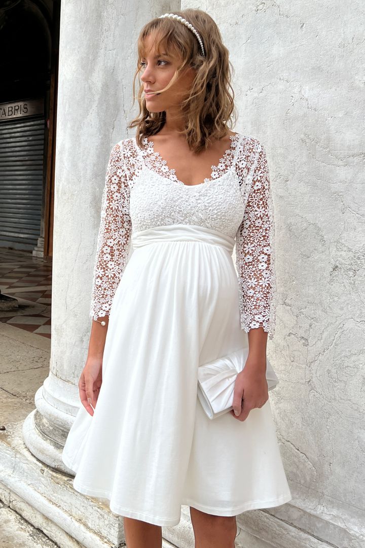 Maternity Wedding Dress with Boho Floral Lace