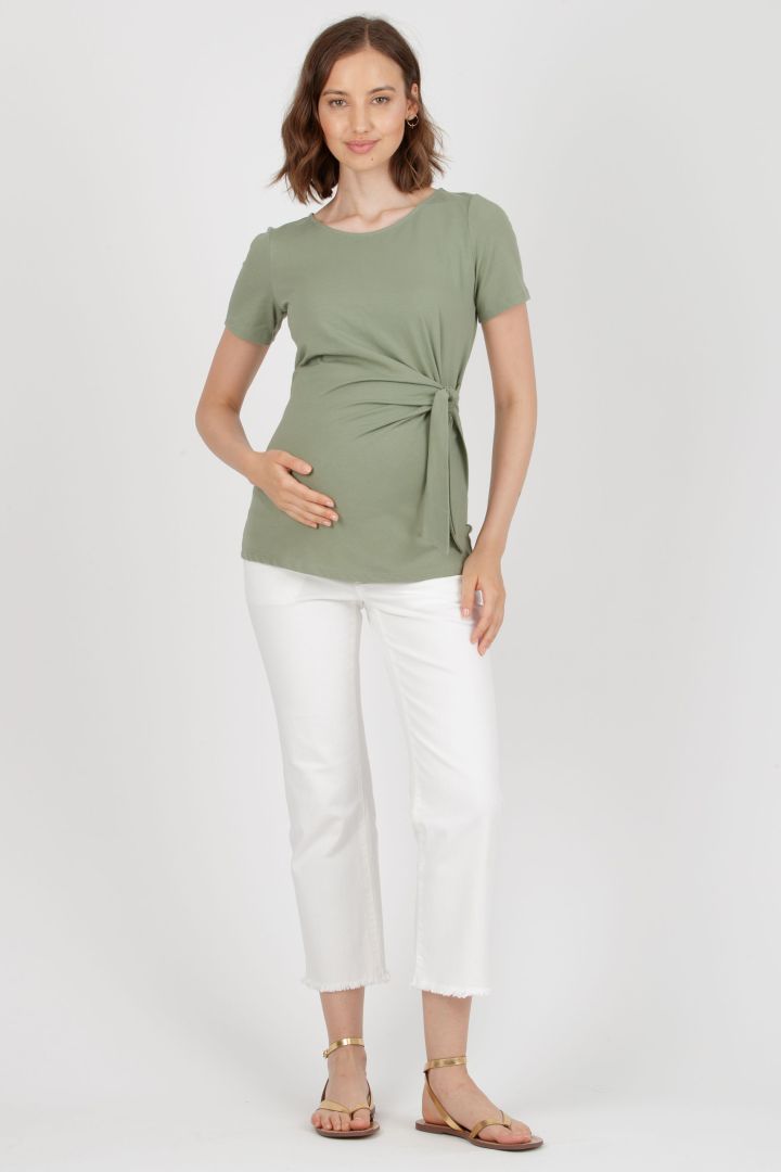 Maternity Shirt with Knot Detail khaki