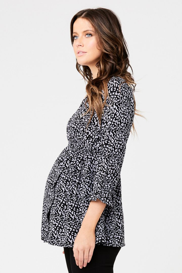 Maternity tunic with animal print