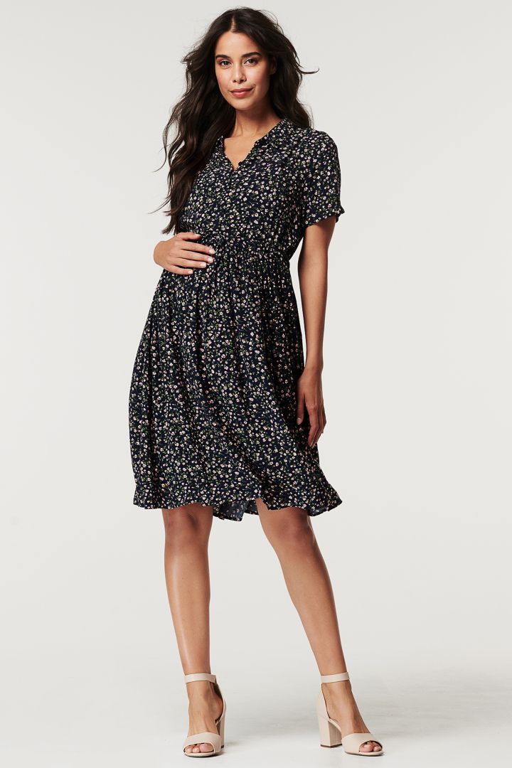 Maternity and Nursing Dress with Allover Print