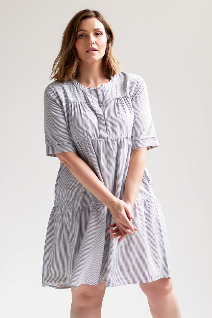 Maternity and Nursing Dress with Buttons striped