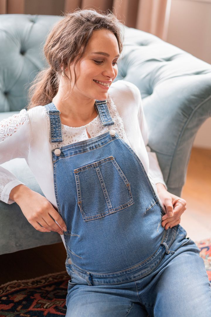 Organic Maternity Jeans Dungarees light wash