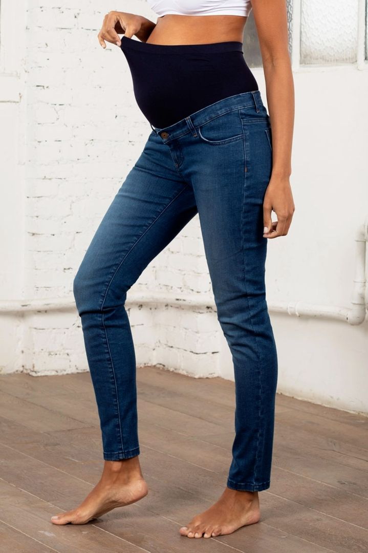 Maternity Jeans with removable Seamless Belly Band dark wash