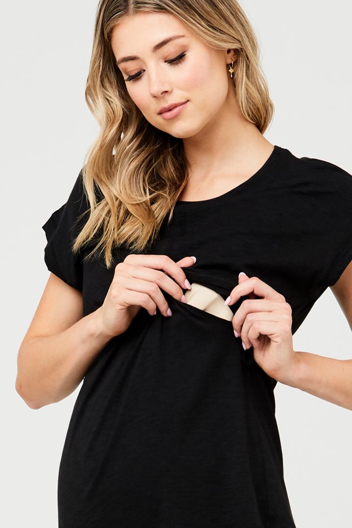 Maternity and Nursing Shirt Relaxed Fit black