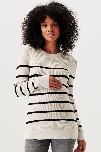 Maternity Jumper with Stripes cream