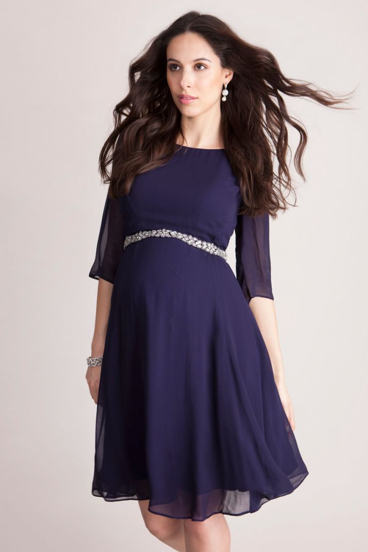 Festive Maternity Dress with Transparent Sleeves