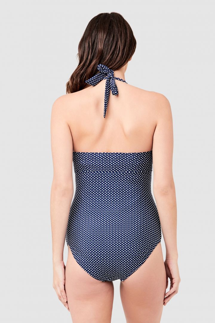 Maternity Swimsuit with Dots navy-white