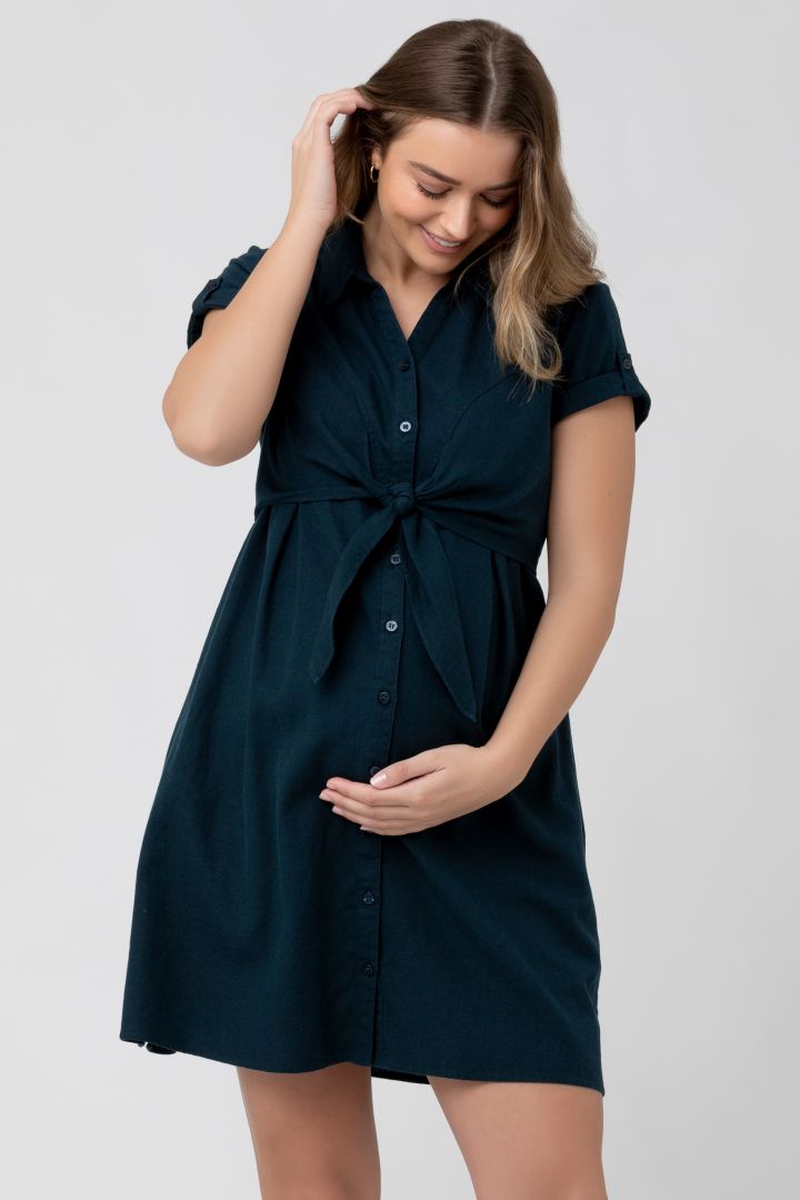 Shirt Blouses Maternity and Nursing Dress navy