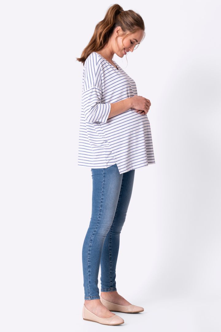 Breton Maternity and Nursing Shirt white/blue