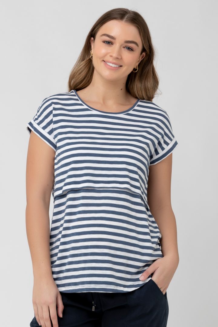 Maternity and Nursing Shirt Striped navy / white