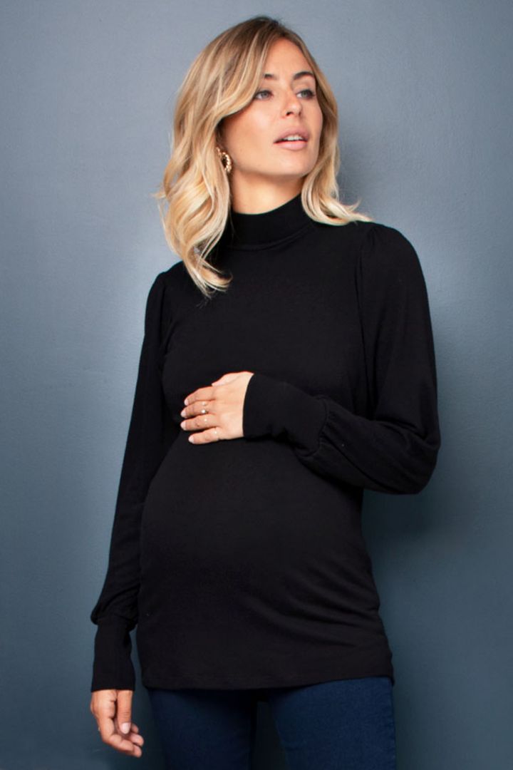 Maternity Sweater with Bishop Sleeves and Turtleneck
