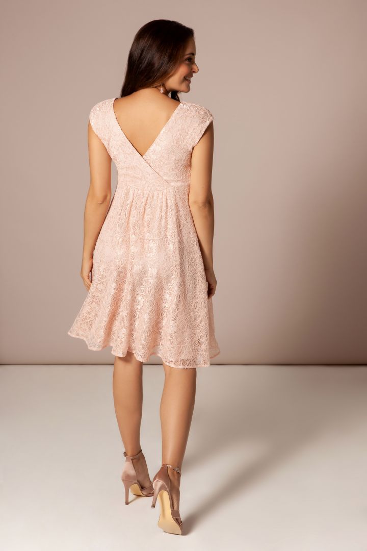 Lace Maternity and Nursing Dress with Cache-Coeur Neck Rose