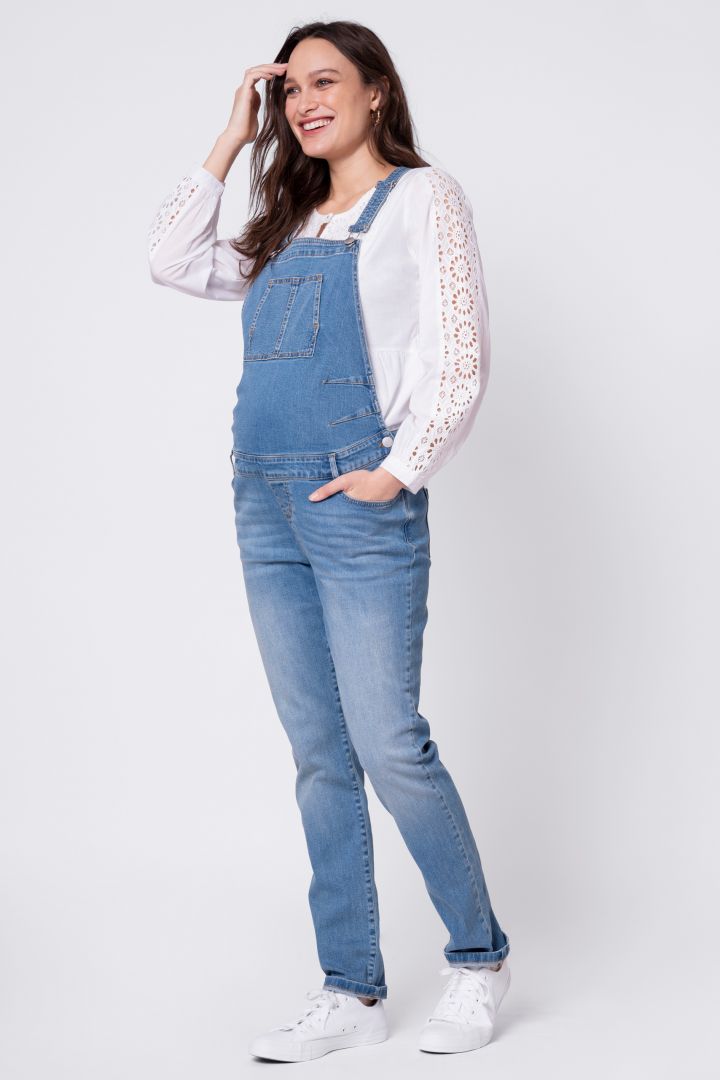 Organic Maternity Jeans Dungarees light wash
