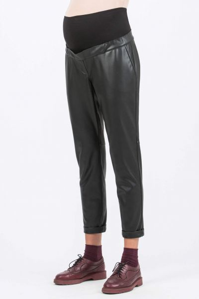 Faux Leather Maternity Trousers Loose Fit