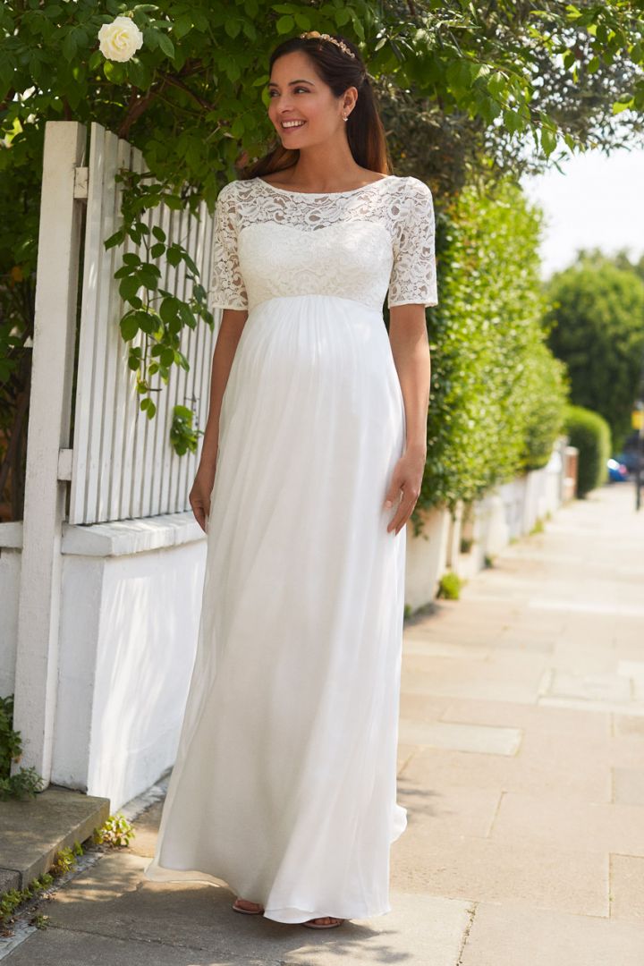 Maternity Bridal Gown with Long Silk Skirt