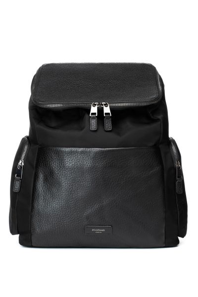 Storksak Changing Backpack with Leather and Hardware gunmetal