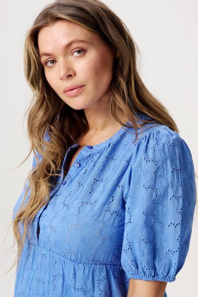 Maternity and Nursing Blouse in blue Lace