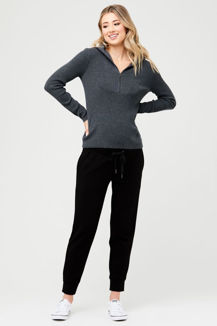Maternity and Nursing Sweater in Ribbed Knit