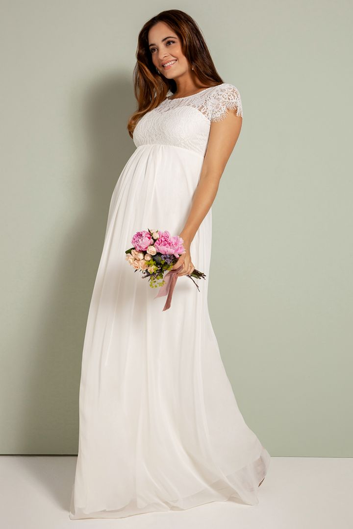 Maternity Wedding Dress with Lace Bodice Ivory