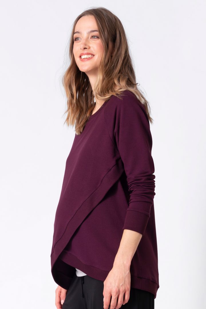 Cross-Over Umstands- und Still-Sweater burgund