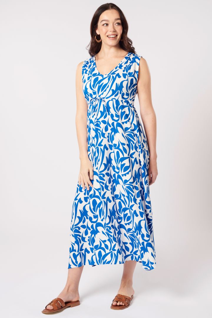 Midi Maternity Dress with blue Print