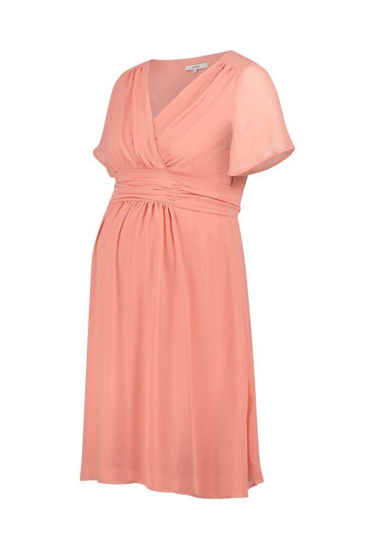 Chiffon Maternity Dress with Cache-Coeur Peach