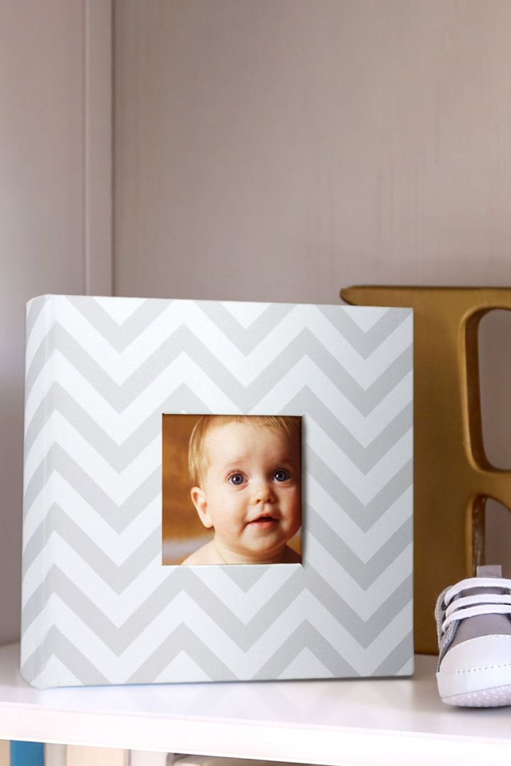 Chevron Baby Fotoalbum mit Fototasche im Deckel