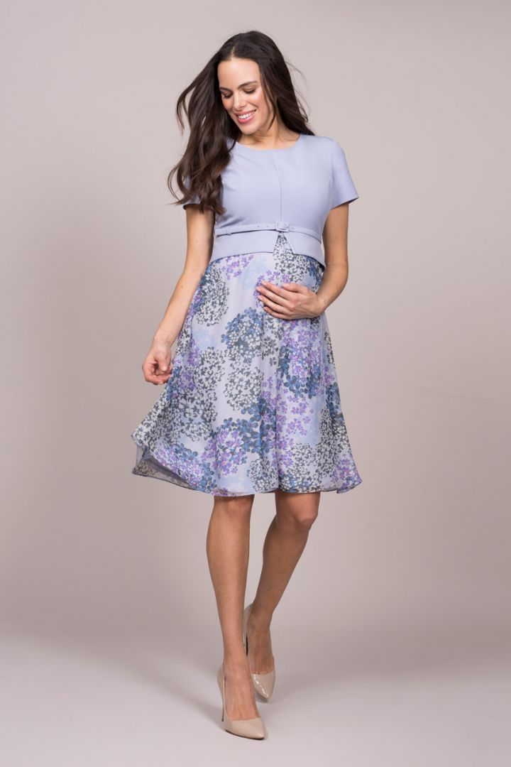 Zip-Up Maternity and Nursing Dress with Silk Skirt