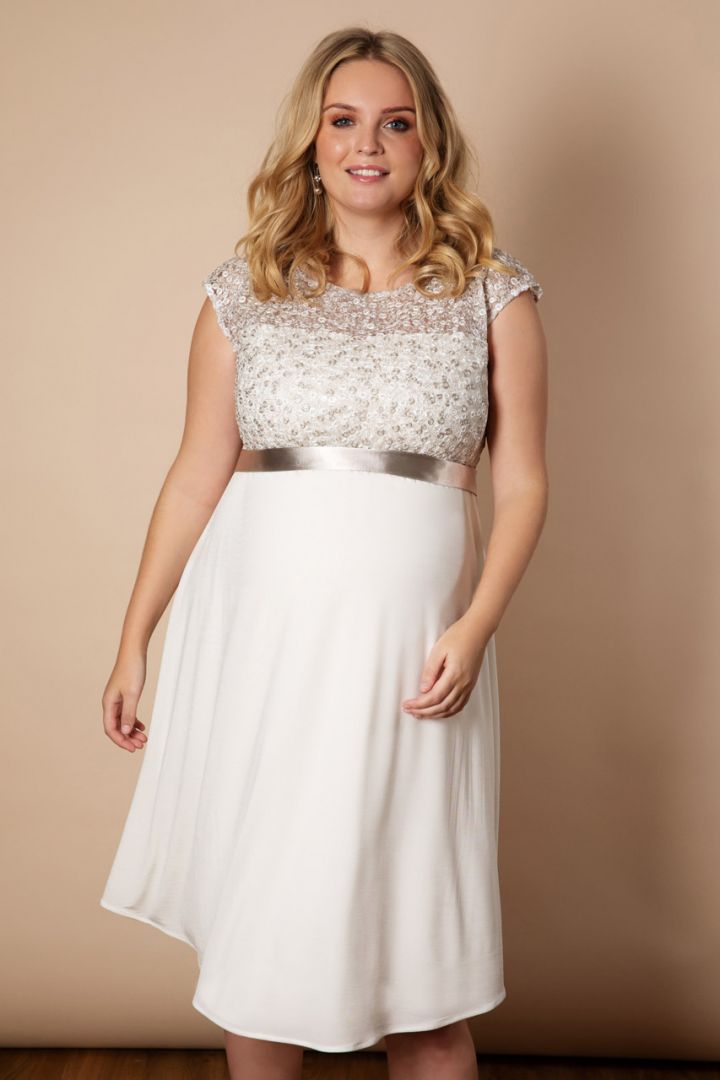 Maternity Wedding Dress with Sequined Top Plus Size